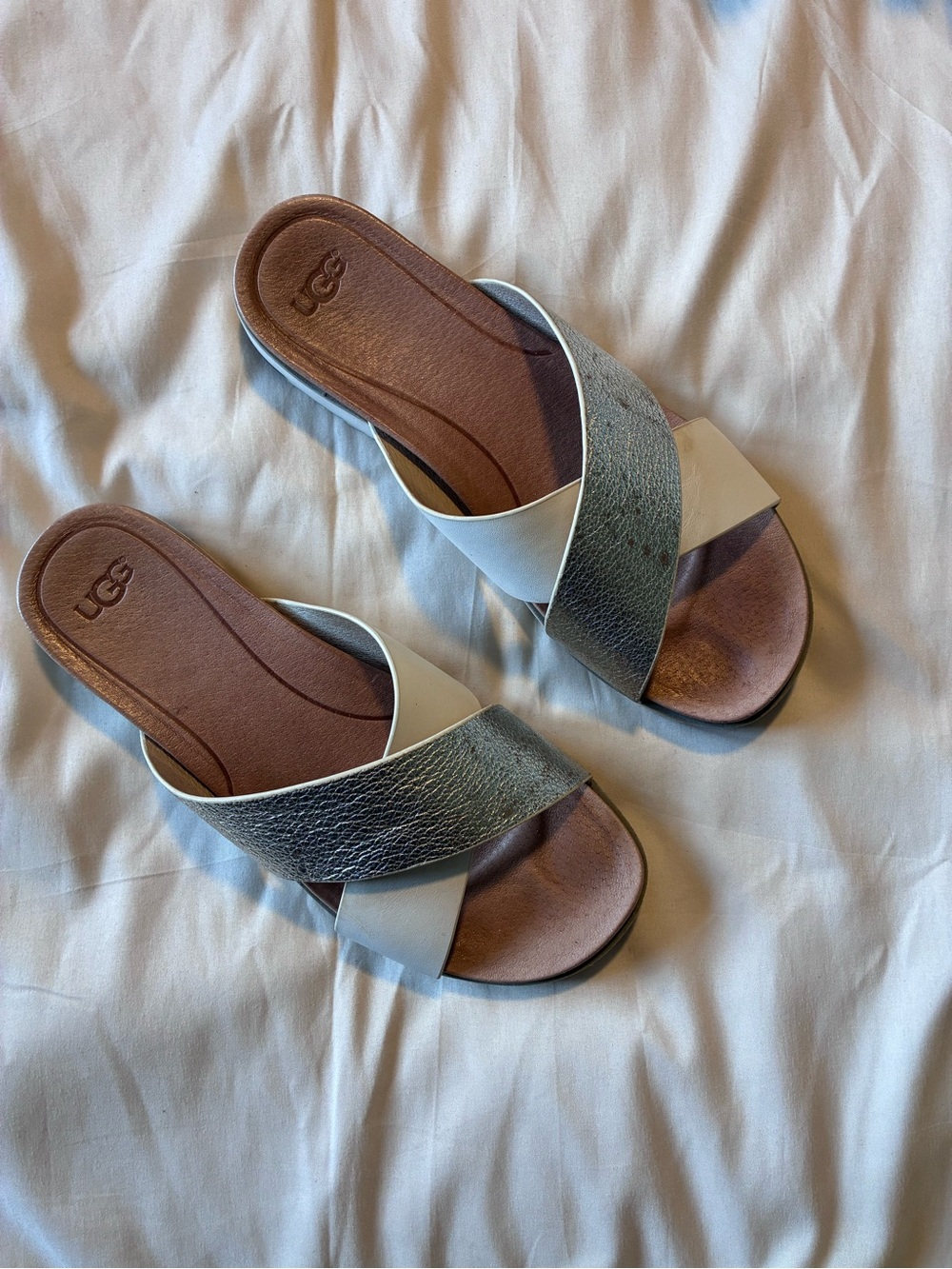 UGG Kari Slide White & Silver Size 8.5